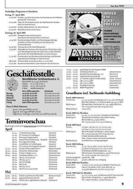 Z eitraster D eutsche M eisterschaft 2001 - Schützenwarte - WSB