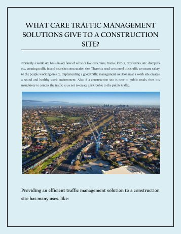 What care traffic management solutions give to a construction site?