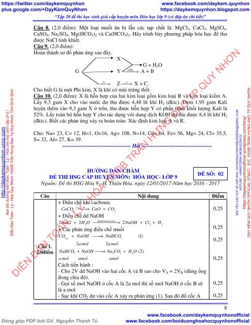 Tập 26 đề thi học sinh giỏi cấp huyện + tỉnh môn Hóa học lớp 9 (có đáp án chi tiết)