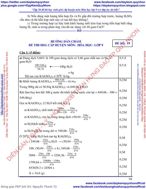 Tập 26 đề thi học sinh giỏi cấp huyện + tỉnh môn Hóa học lớp 9 (có đáp án chi tiết)