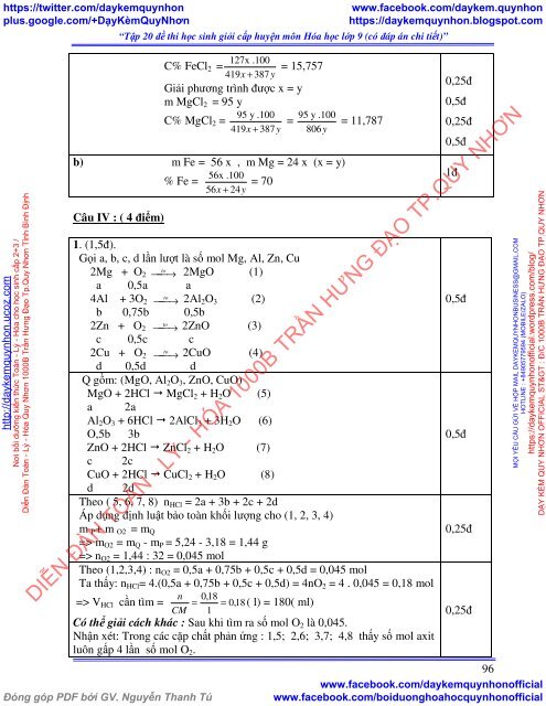 Tập 26 đề thi học sinh giỏi cấp huyện + tỉnh môn Hóa học lớp 9 (có đáp án chi tiết)