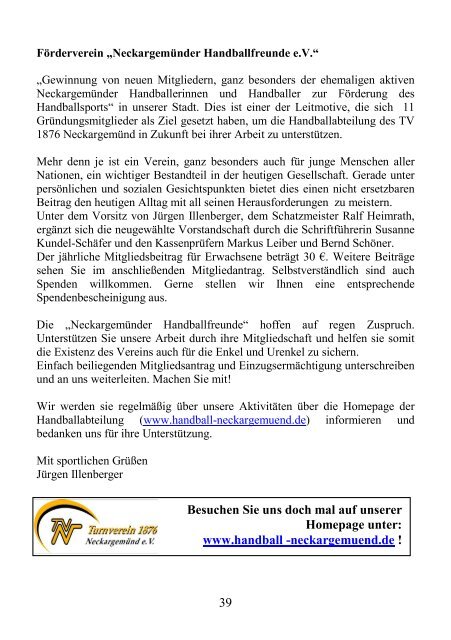 2019 / TV 1876 Neckargemünd e.V. - Vereinsnachrichten