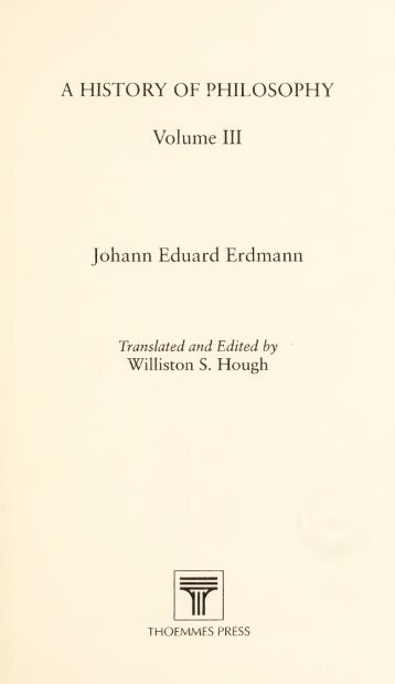 A HISTORY OF PHILOSOPHY Vol.III by Johann Eduard Erdmann 1890