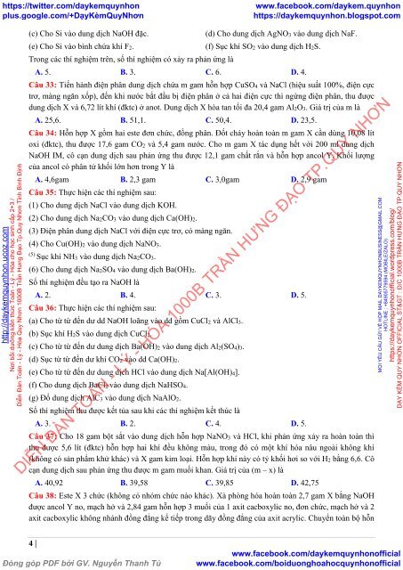 BỘ ĐỀ THI THỬ THPTQG 2019 - MÔN HÓA - CẢ NƯỚC - CÓ LỜI GIẢI CHI TIẾT (LẦN 13) (21 ĐỀ CHUẨN CẤU TRÚC CỦA BỘ GIÁO DỤC - LOVEBOOK.VN NGÀY 08.04.2019)