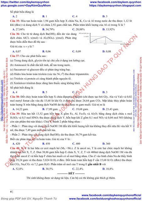 BỘ ĐỀ THI THỬ THPTQG 2019 - MÔN HÓA - CẢ NƯỚC - CÓ LỜI GIẢI CHI TIẾT (LẦN 13) (21 ĐỀ CHUẨN CẤU TRÚC CỦA BỘ GIÁO DỤC - LOVEBOOK.VN NGÀY 08.04.2019)