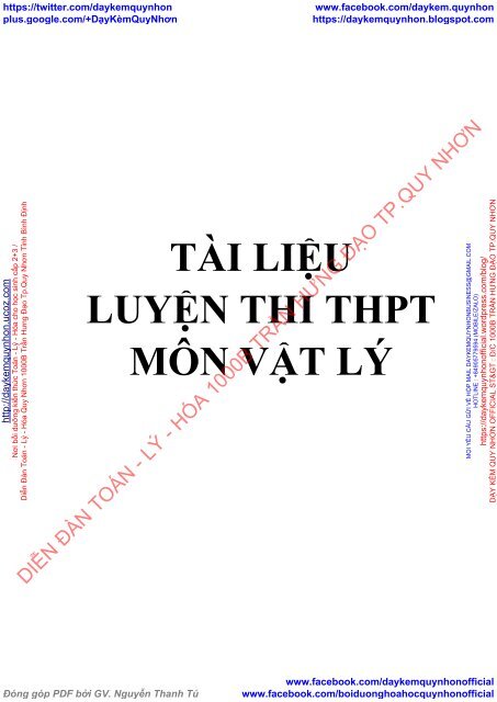 TÀI LIỆU LUYỆN THI THPT MÔN VẬT LÝ (DẠY KÈM QUY NHƠN OFFICIAL - COLLECTED AND SHARED)