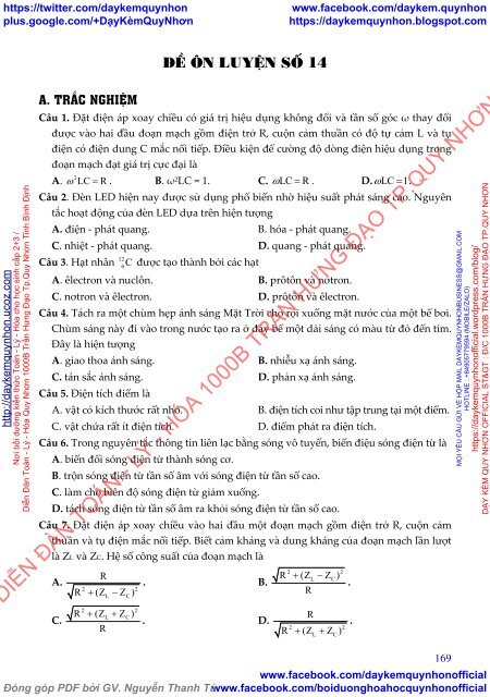 TÀI LIỆU LUYỆN THI THPT MÔN VẬT LÝ (DẠY KÈM QUY NHƠN OFFICIAL - COLLECTED AND SHARED)