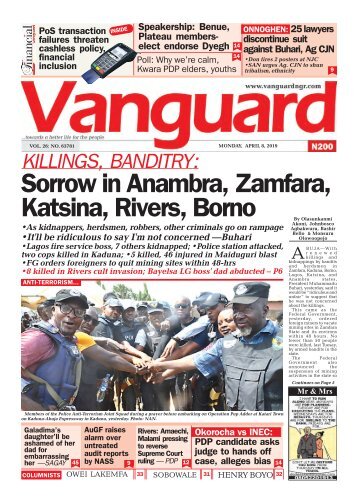 08042019 - KILLINGS, BANDITRY: Sorrow in Anambra, Zamfara, Katsina, Rivers, Borno