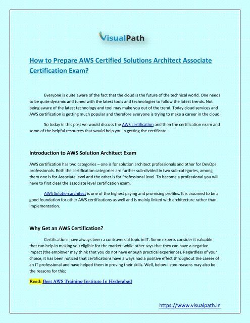 How to Prepare AWS Certified Solutions Architect Associate ...