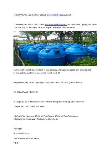 TERMURAH, WA +62 812-9627-2689, Bio Septic Tank Cigedug, Garut