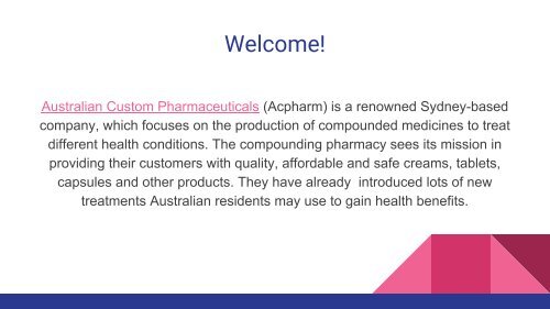Australian Custom Pharmaceuticals