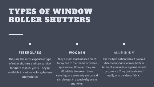 Types of Window Roller Shutters