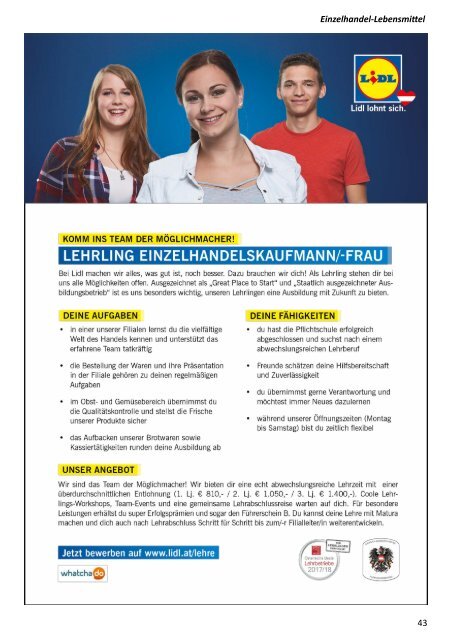 Tirol Lehrstellen 2019