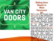 Residential Sliding Door Repair in West Vancouver BC