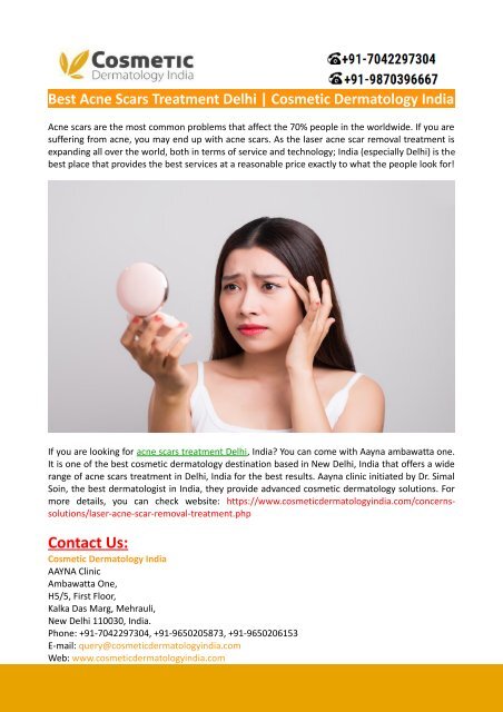 Best Acne Scars Treatment Delhi-Cosmetic Dermatology India