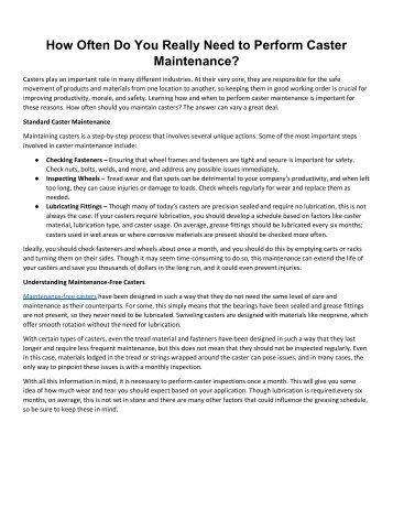 How Often Do You Really Need to Perform Caster Maintenance?