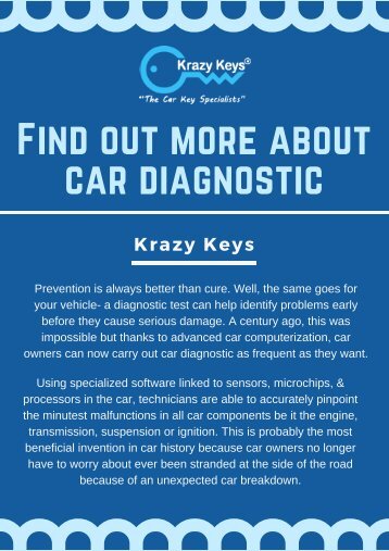 Benefits of a Car Diagnostic Test - Krazy Keys