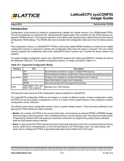 LatticeECP3 sysCONFIG Usage Guide - Lattice Semiconductor ...