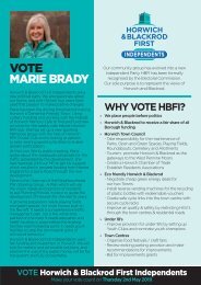 Vote Marie Brady - Your Horwich North East Candidate