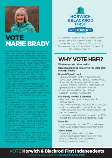 Vote Marie Brady - Your Horwich North East Candidate