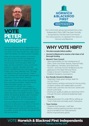 Vote Peter Wright - Your Horwich & Blackrod Candidate