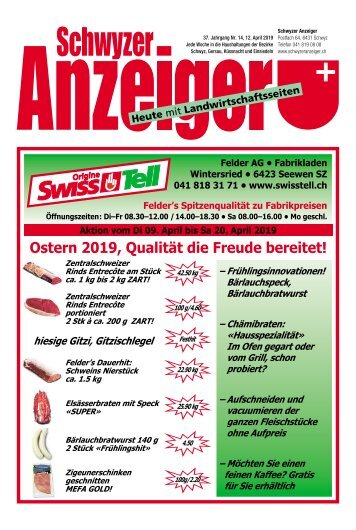 Schwyzer Anzeiger – Woche 15 – 12. April 2019