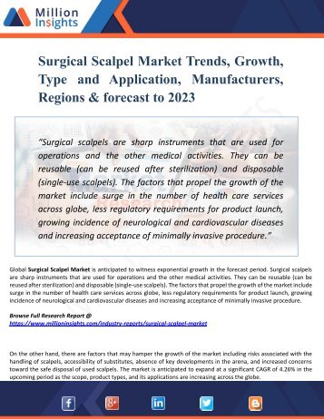 Surgical Scalpel Market Outlook 2023: Market Trends, Segmentation, Market Growth And Competitive Landscape