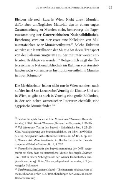 Mumien und Bibliotheken.