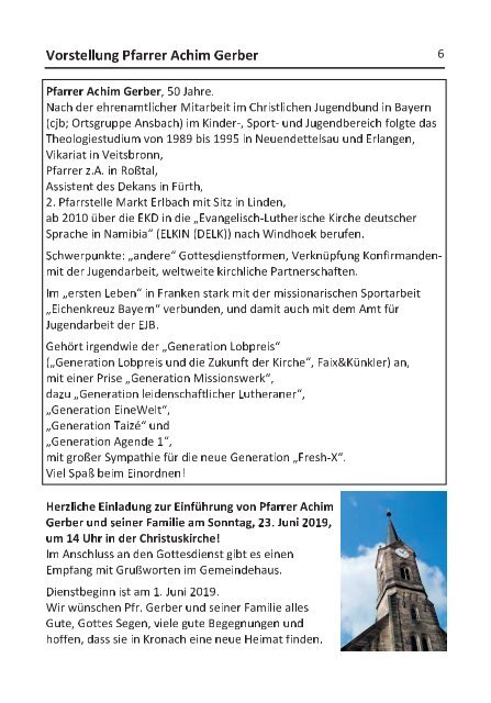 Gemeindebrief Kronach Mai-Juni-Juli 2019