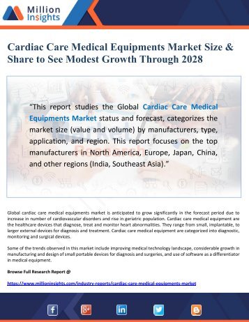 Cardiac Care Medical Equipments Market Size &amp; Share to See Modest Growth Through 2028