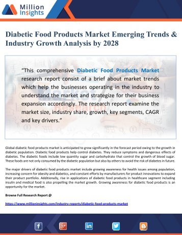 Diabetic Food Products Market Emerging Trends &amp; Industry Growth Analysis by 2028