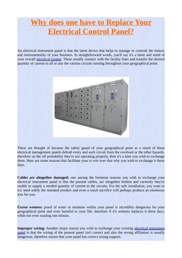 Why does one have to Replace Your Electrical Control Panel?