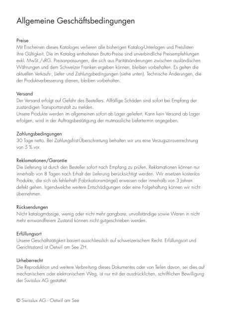 Taschenkatalog 2012 - Swisslux AG