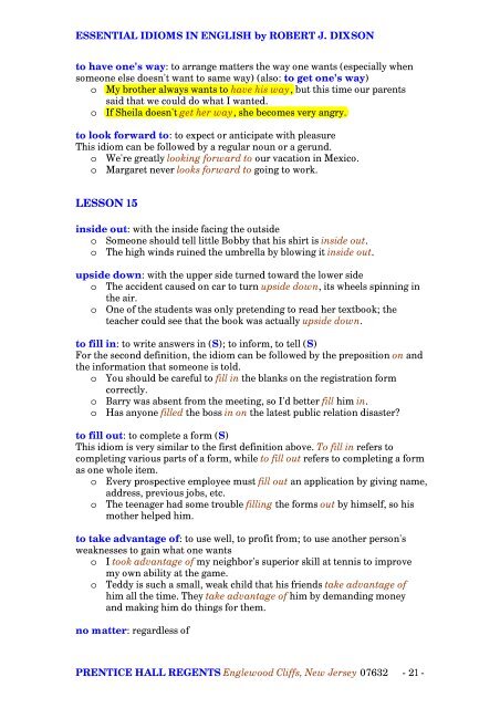 ESSENTIAL IDIOMS IN ENGLI