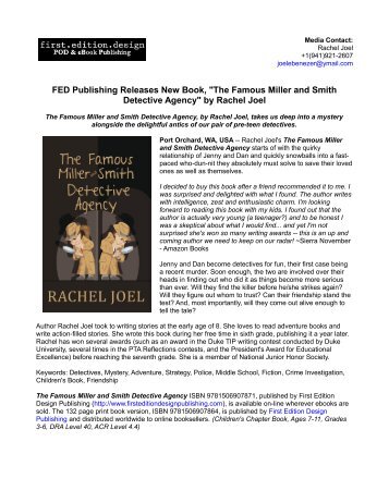 FED Publishing Releases New Book, "The Famous Miller and Smith Detective Agency" by Rachel Joel