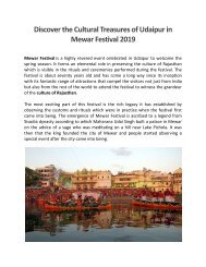 Discover the Cultural Treasures of Udaipur in Mewar Festival 2019