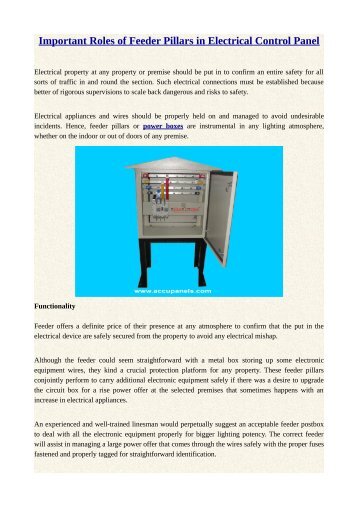 Important Roles of Feeder Pillars in Electrical Control Panel