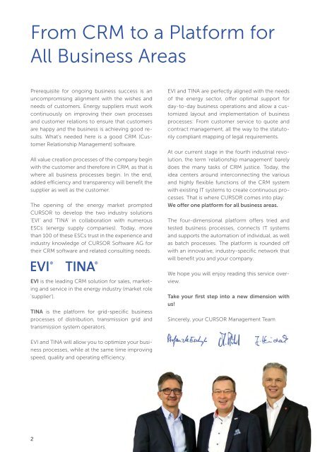 EVI and TINA: CRM 4.0 for the Energy Sector