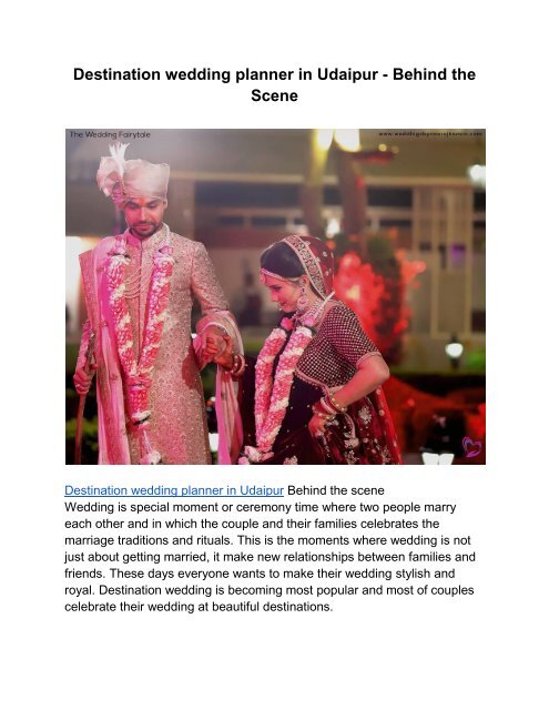 Destination wedding planner in Udaipur