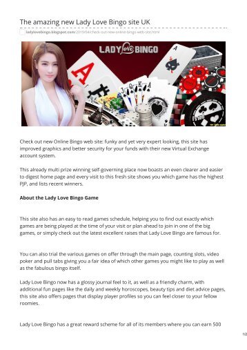 THE AMAZING NEW LADY LOVE BINGO SITE UK