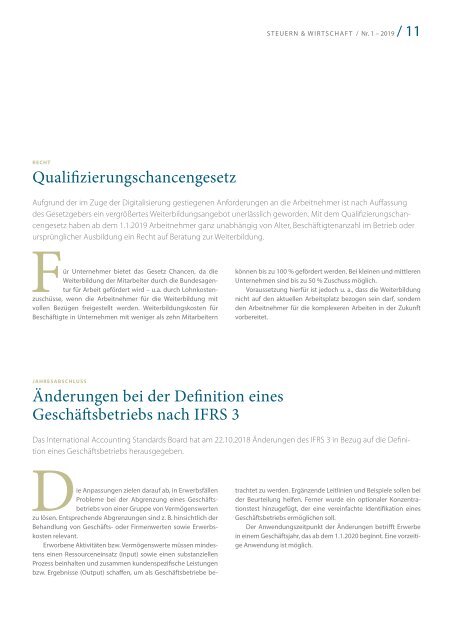 Steuern & Wirtschaft 1/19