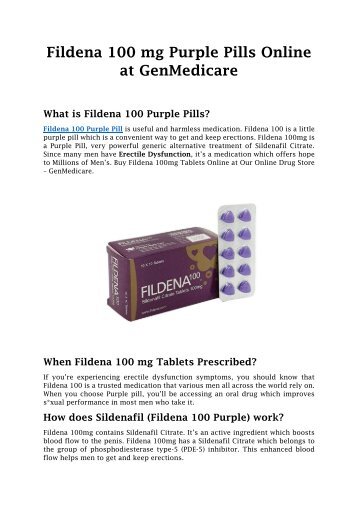 Fildena 100 Reviews | Is Fildena Safe? | Fildena 100mg Online for Sale