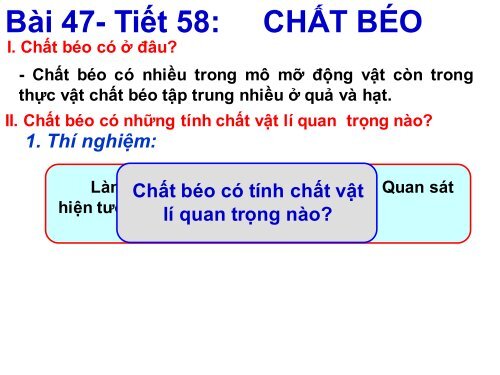 DỰ ÁN DẠY HỌC THEO CHỦ ĐỀ TÍCH HỢP HÓA HỌC BÀI CHẤT BÉO (2015)