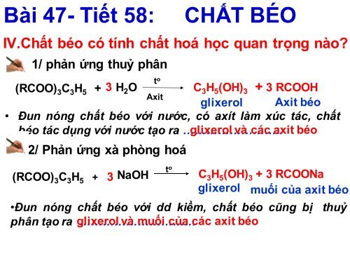 DỰ ÁN DẠY HỌC THEO CHỦ ĐỀ TÍCH HỢP HÓA HỌC BÀI CHẤT BÉO (2015)