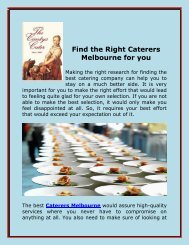 Find the Right Caterers Melbourne for you