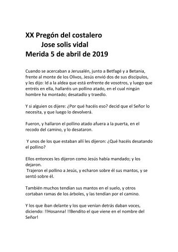 Pregón del Costalero 2019