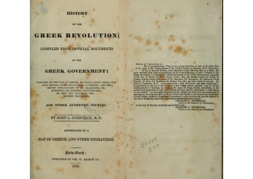 HISTORY OF THE GREEK REVOLUTION by John L.Comstock 1829