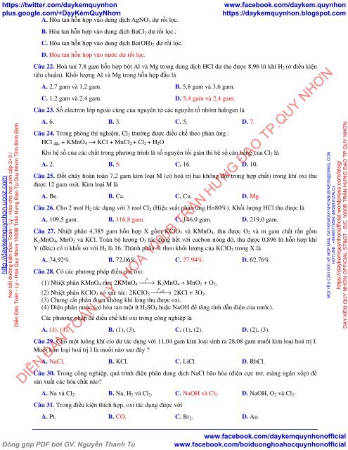 KIỂM TRA CHẤT LƯỢNG GIỮA HỌC KỲ 2 MÔN HÓA - LỚP 10 - CHƯƠNG TRÌNH CHUẨN NĂM HỌC 2018 2019 CÓ ĐÁP ÁN TRƯỜNG THCS&THPT LƯƠNG THẾ VINH