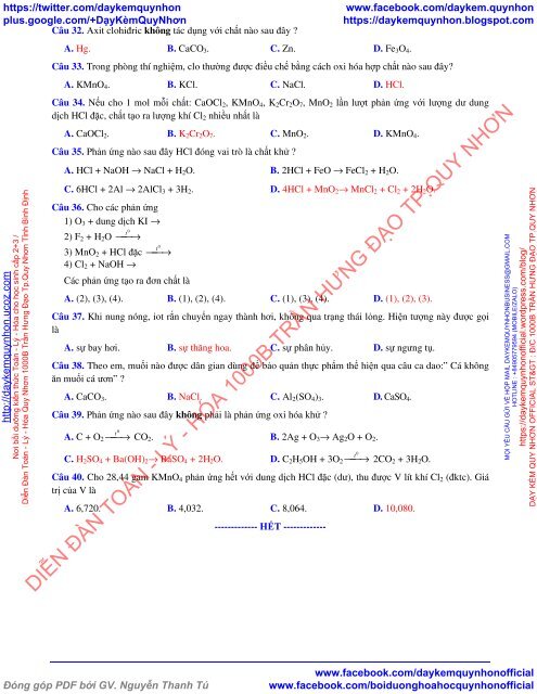 KIỂM TRA CHẤT LƯỢNG GIỮA HỌC KỲ 2 MÔN HÓA - LỚP 10 - CHƯƠNG TRÌNH CHUẨN NĂM HỌC 2018 2019 CÓ ĐÁP ÁN TRƯỜNG THCS&THPT LƯƠNG THẾ VINH