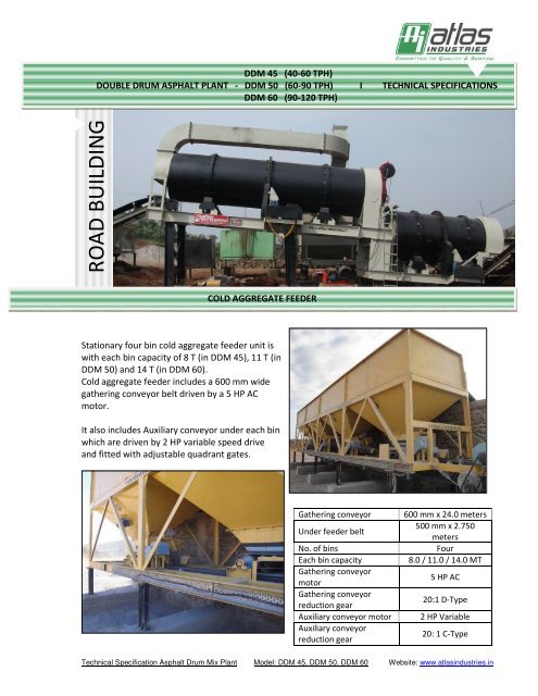 Specifications double drum plant - export